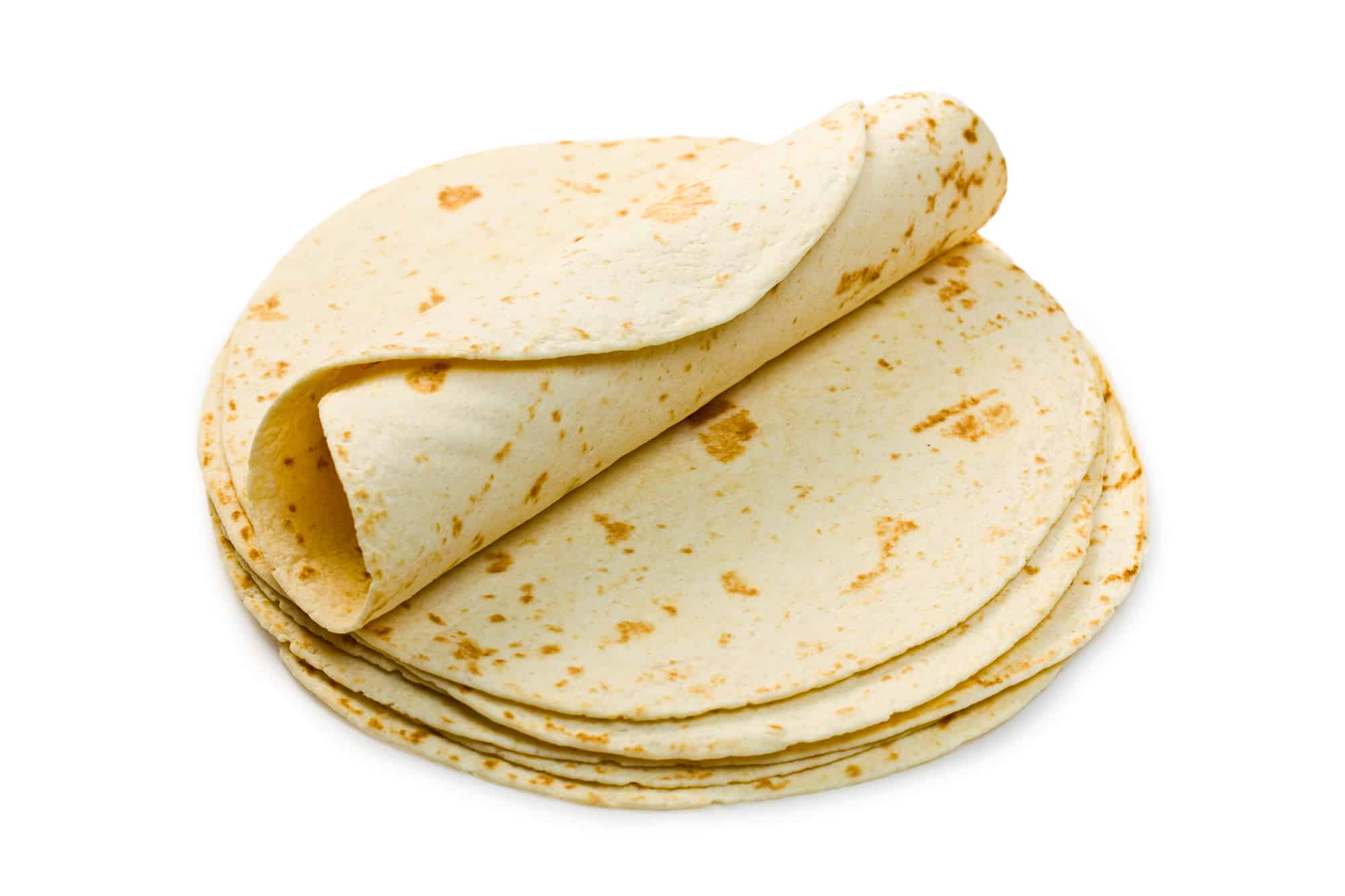 flour tortillas on white background