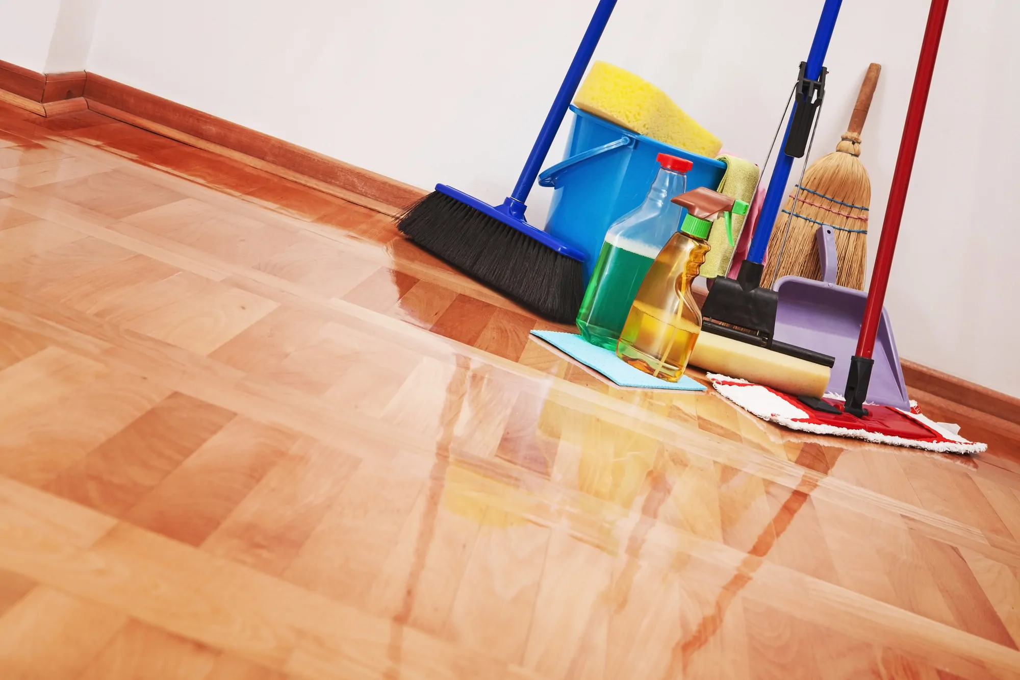 non-toxic cleaning products on the floor