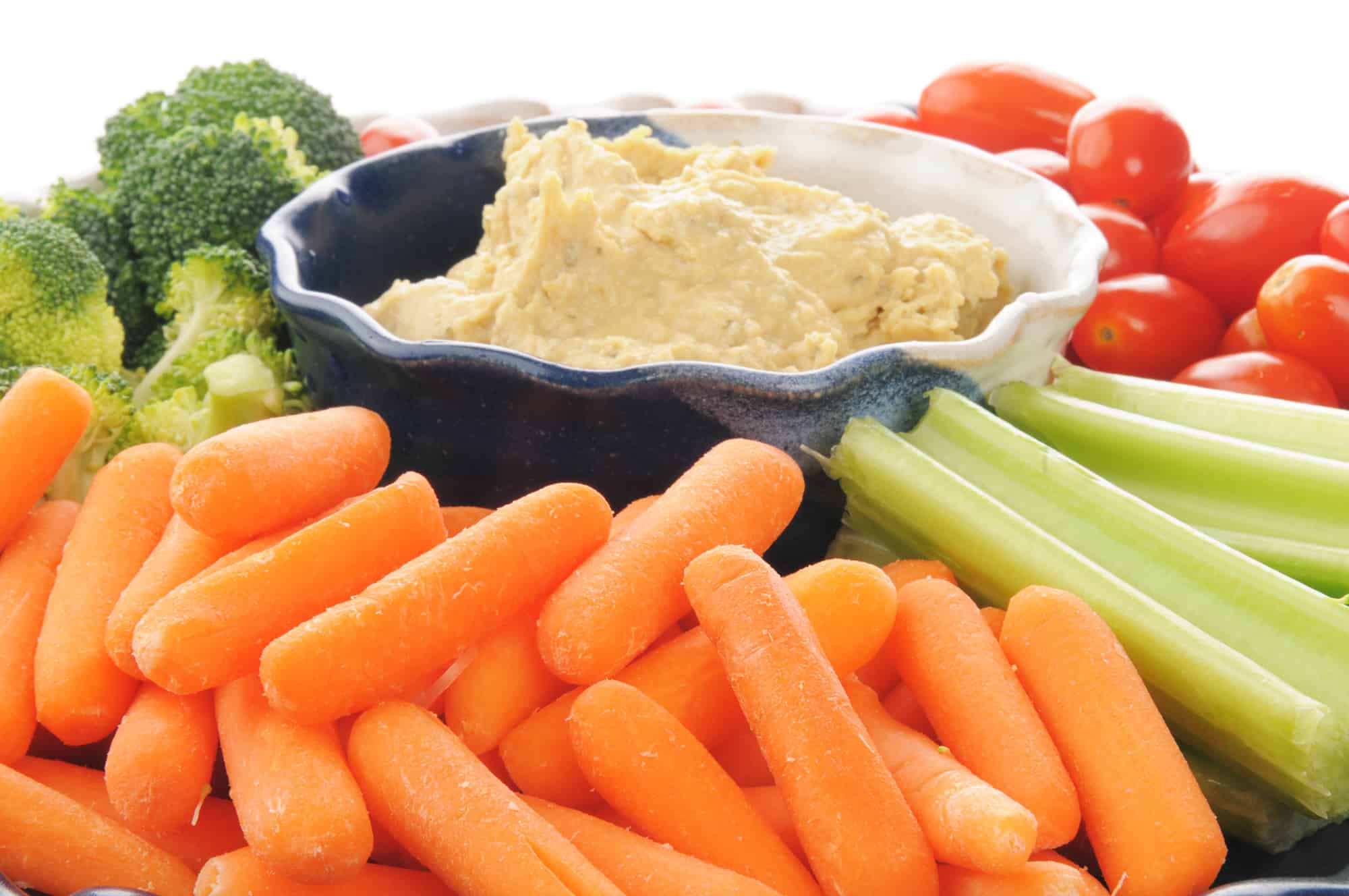 vegetable platter with Greek style hummus