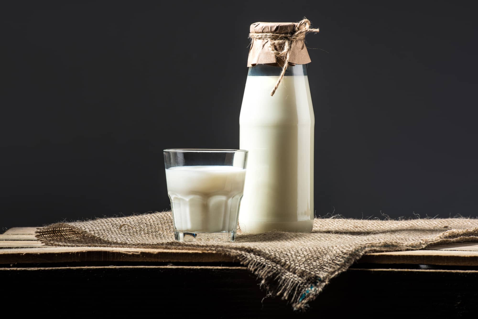milk in glass milk jug