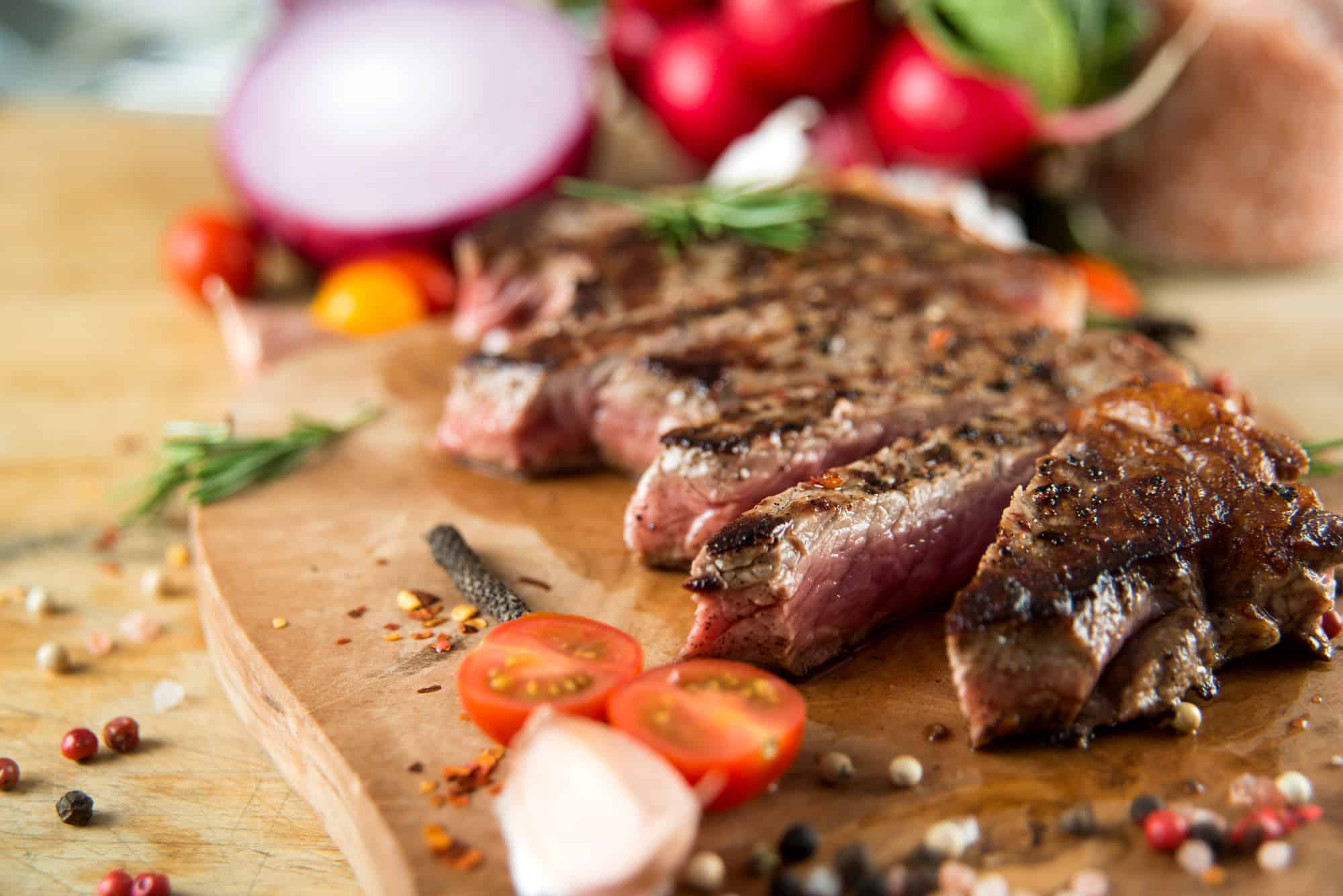 organic steak with vegetables