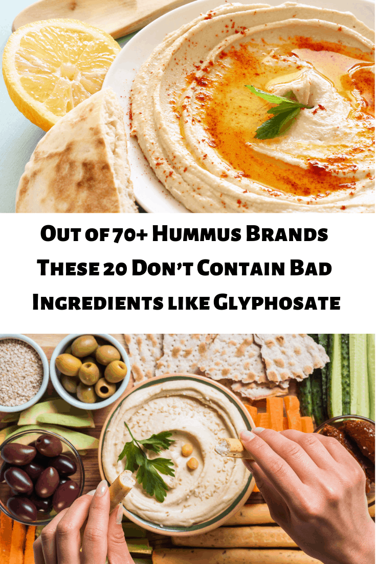 Out of 70+ Hummus Brands These 20 Don't Contain Bad Ingredients like Glyphosate. A Mamavation investiga mais de 70+ marcas de Hummus e recomenda 20.