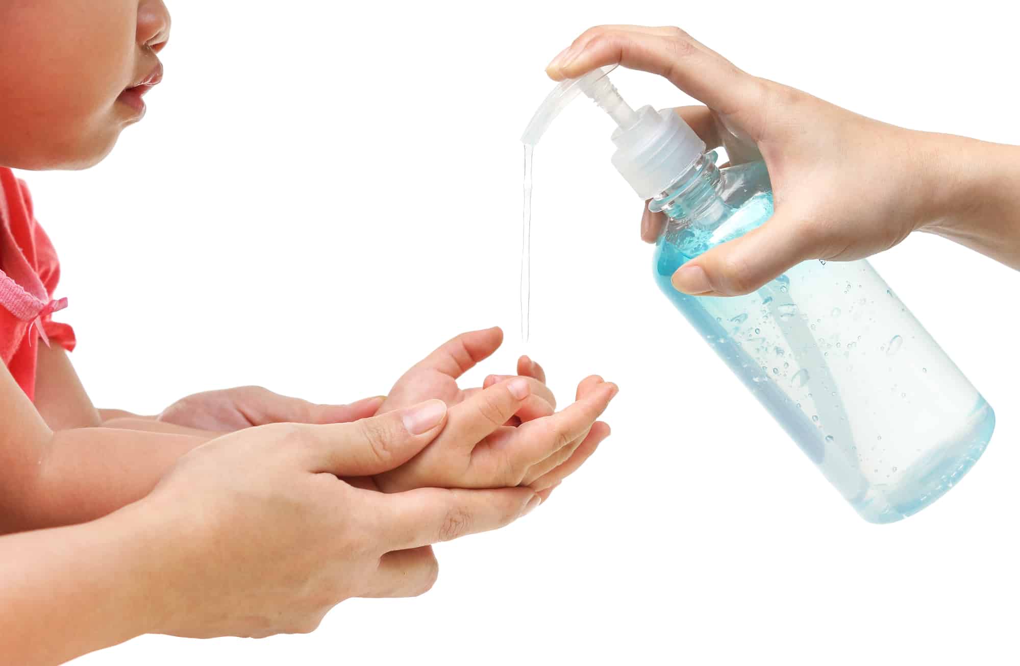 child using organic hand sanitizers