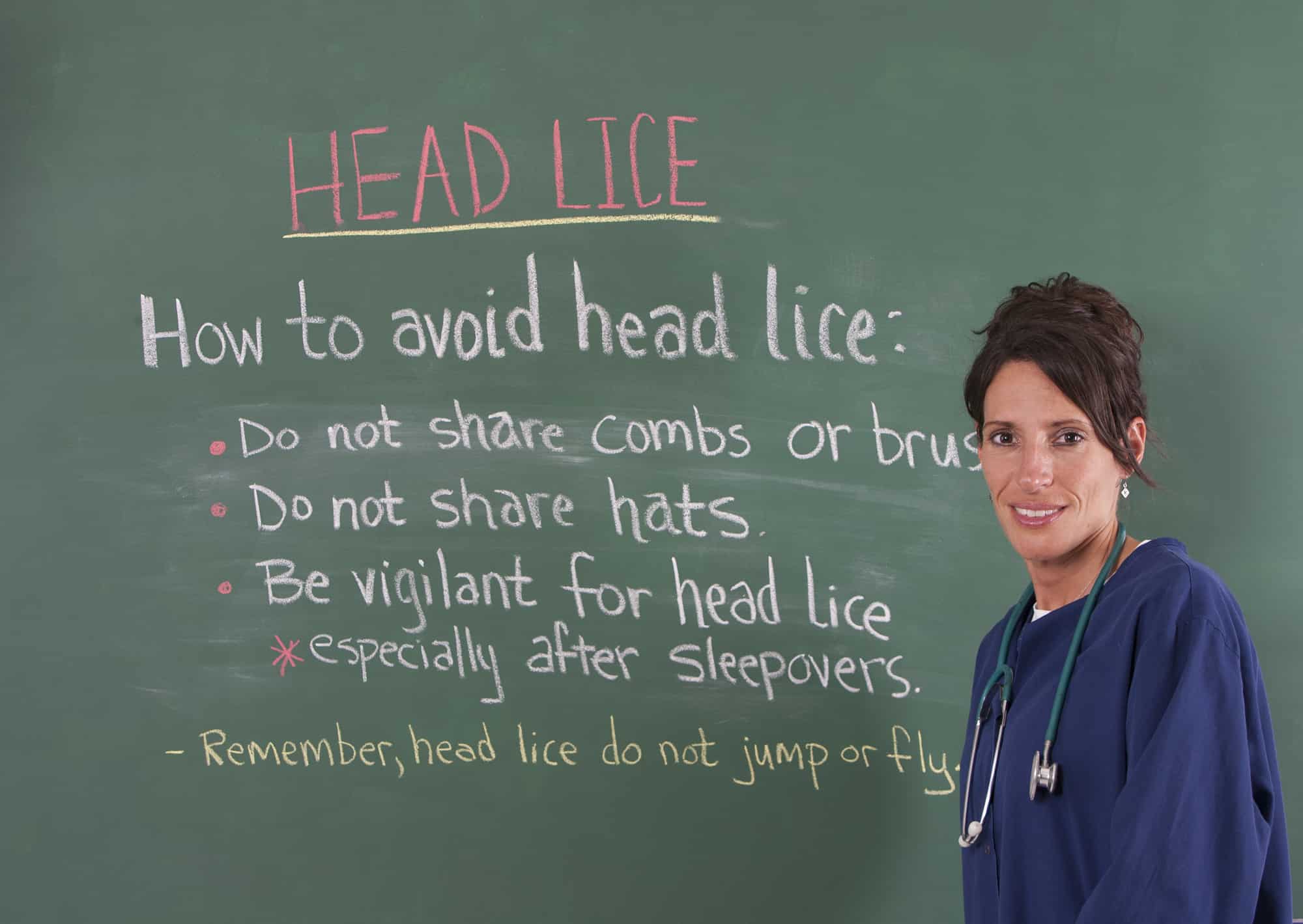School nurse teaching about head lice