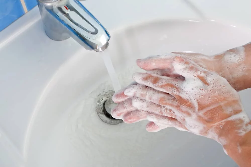 Hygiene soap bar washing or cleaning human hand