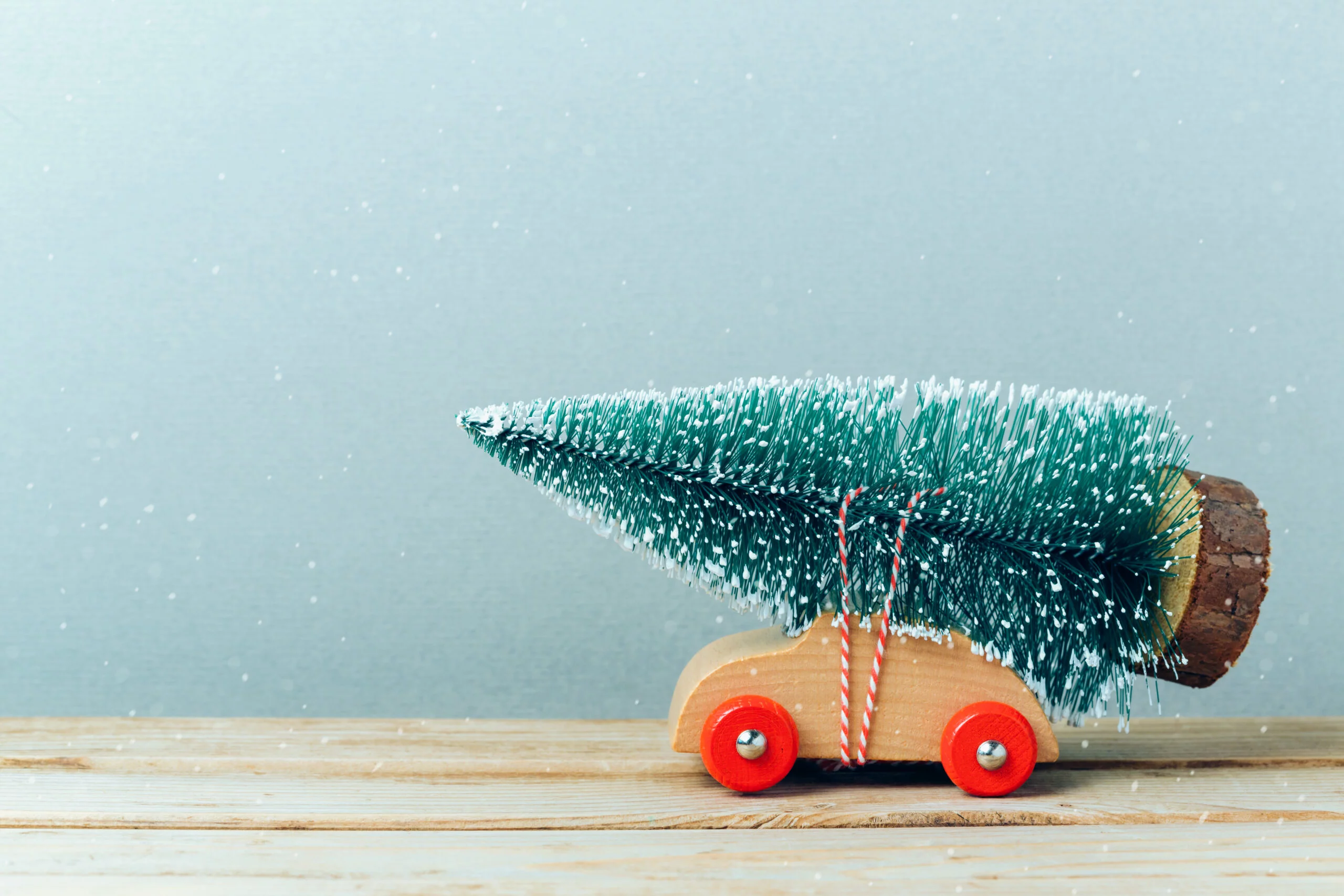 Christmas Tree on wood toy car