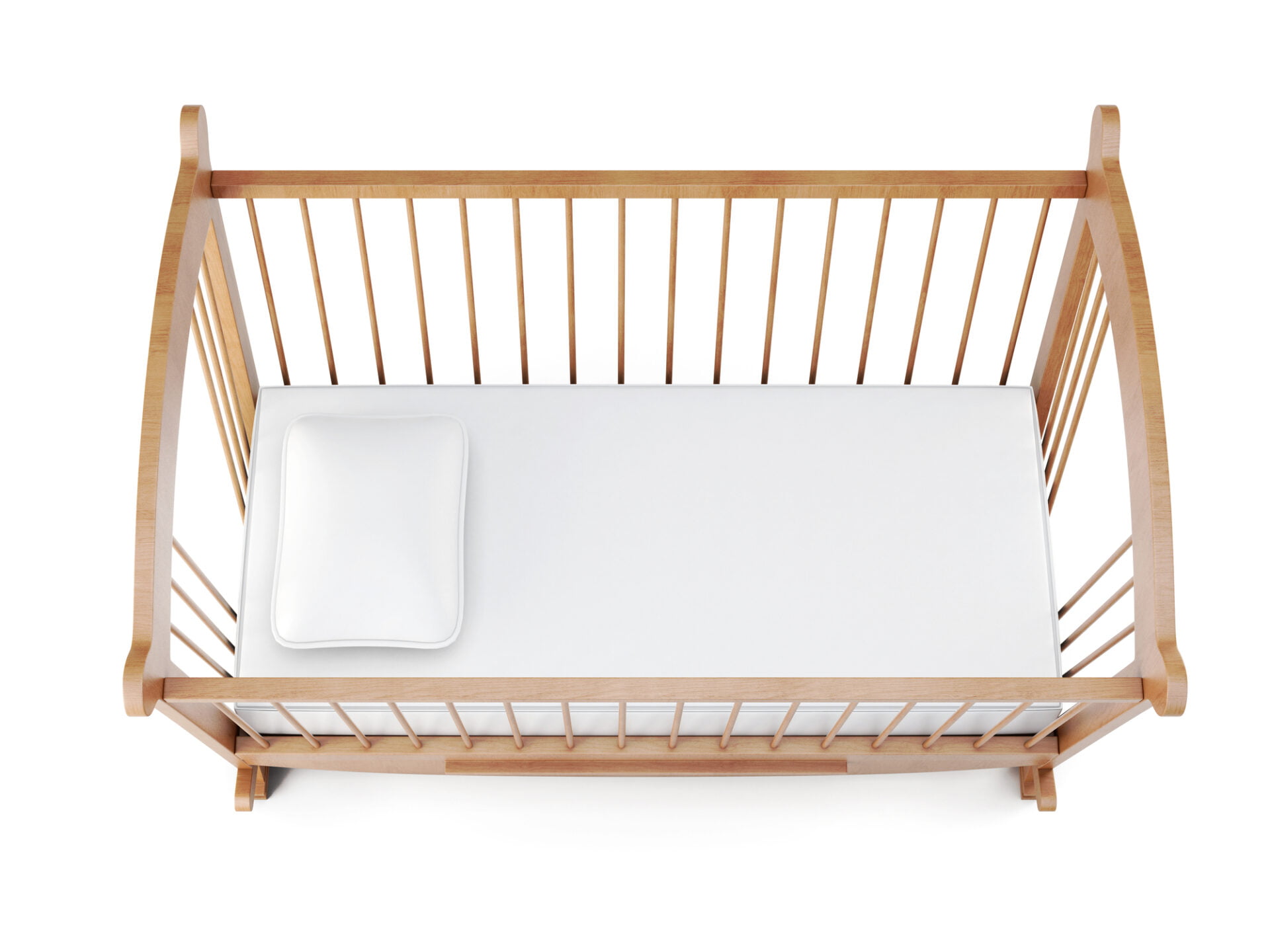 Wooden crib isolated on white background
