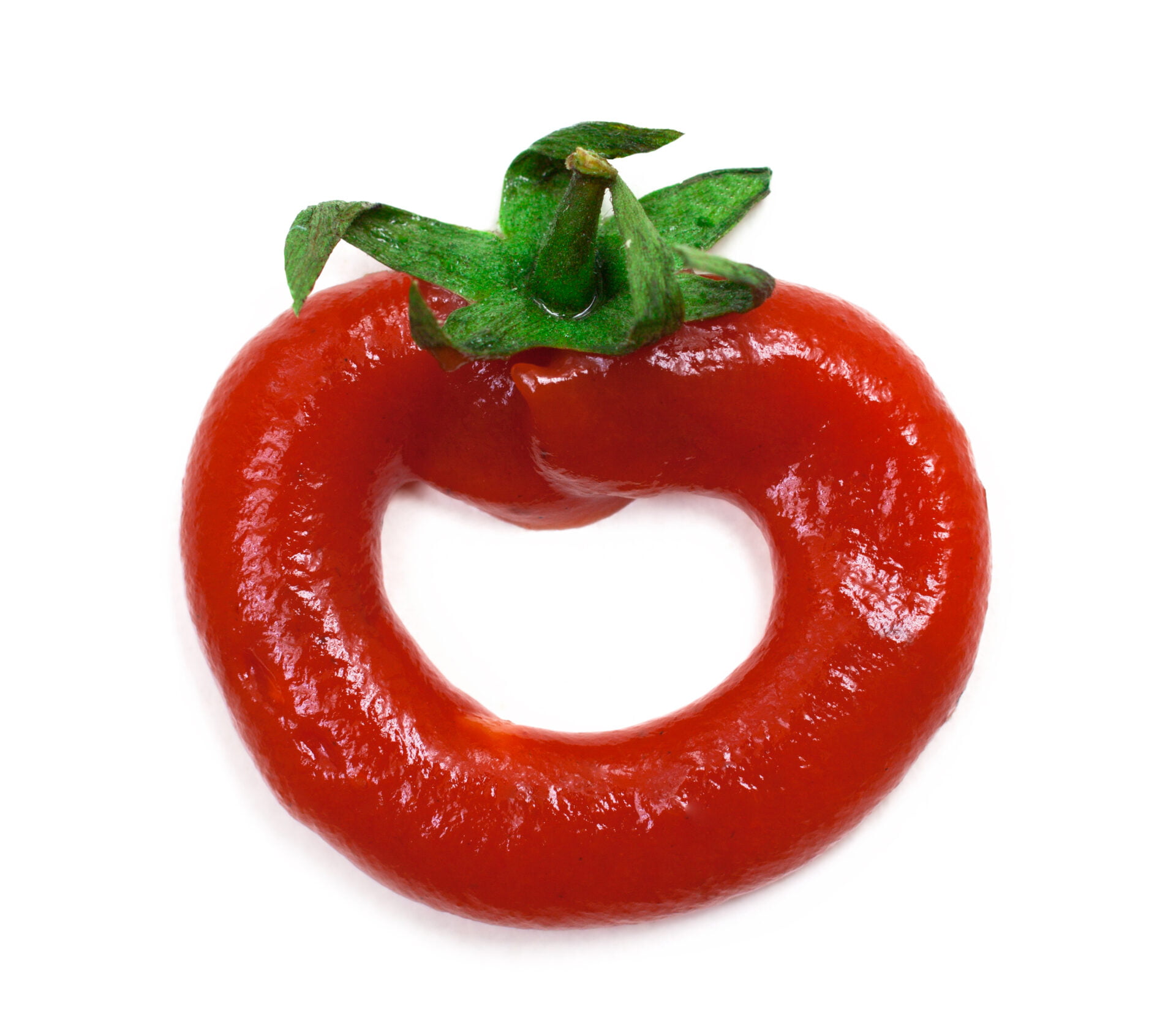 Ketchup and tomato image on white background