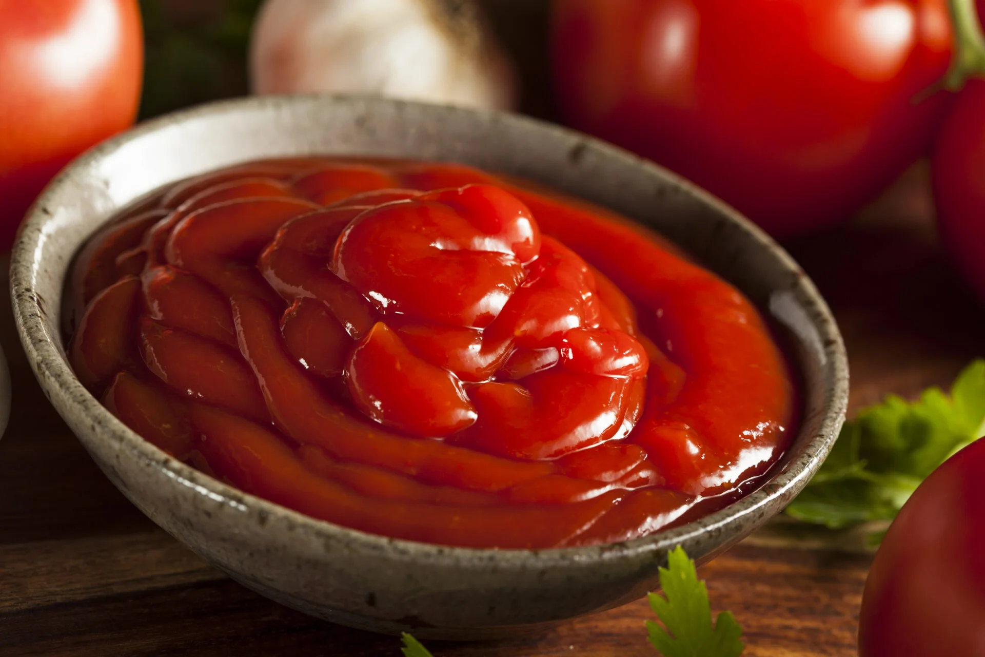 Organic Red Tomato Ketchup in a Bowl