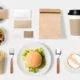 Design concept of mockup burger and coffee set isolated on white background