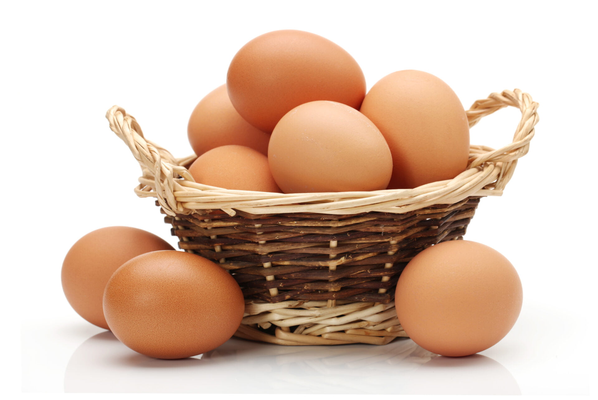 basket of organic eggs