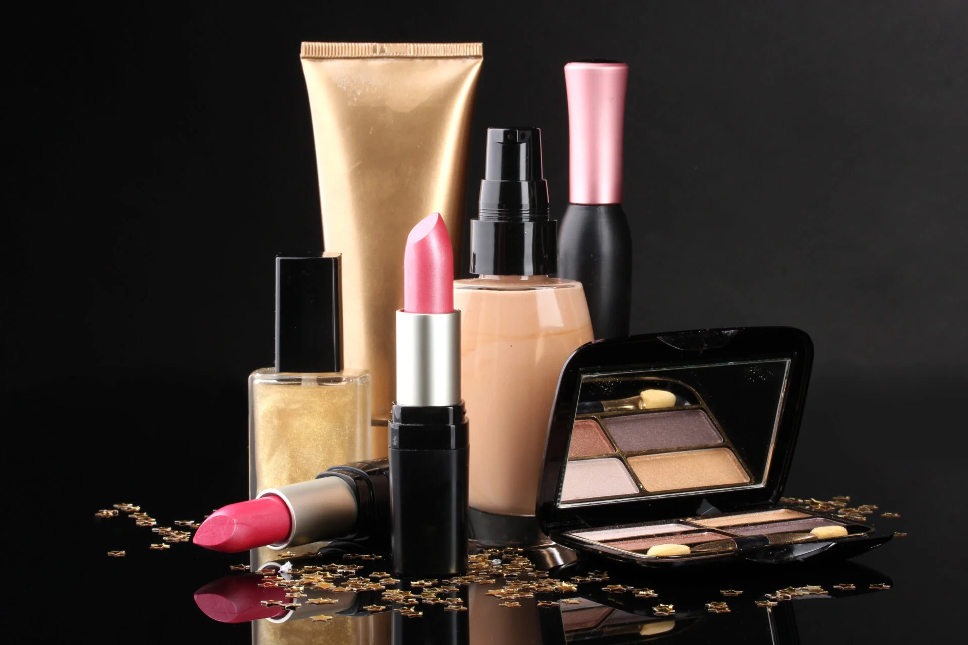 cosmetics isolated on black