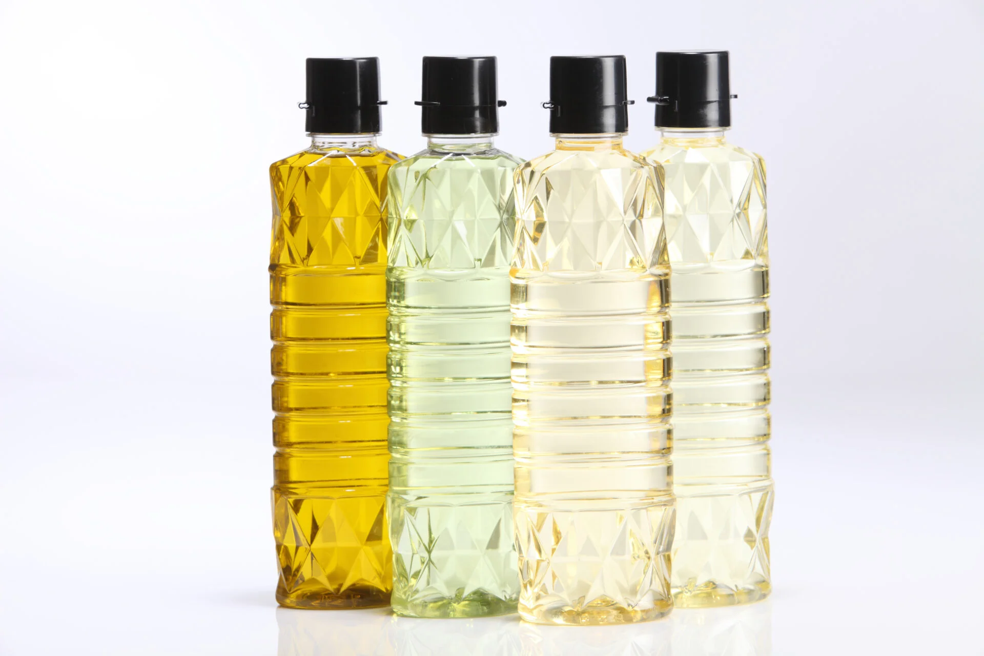 various of cooking oil on the white background
