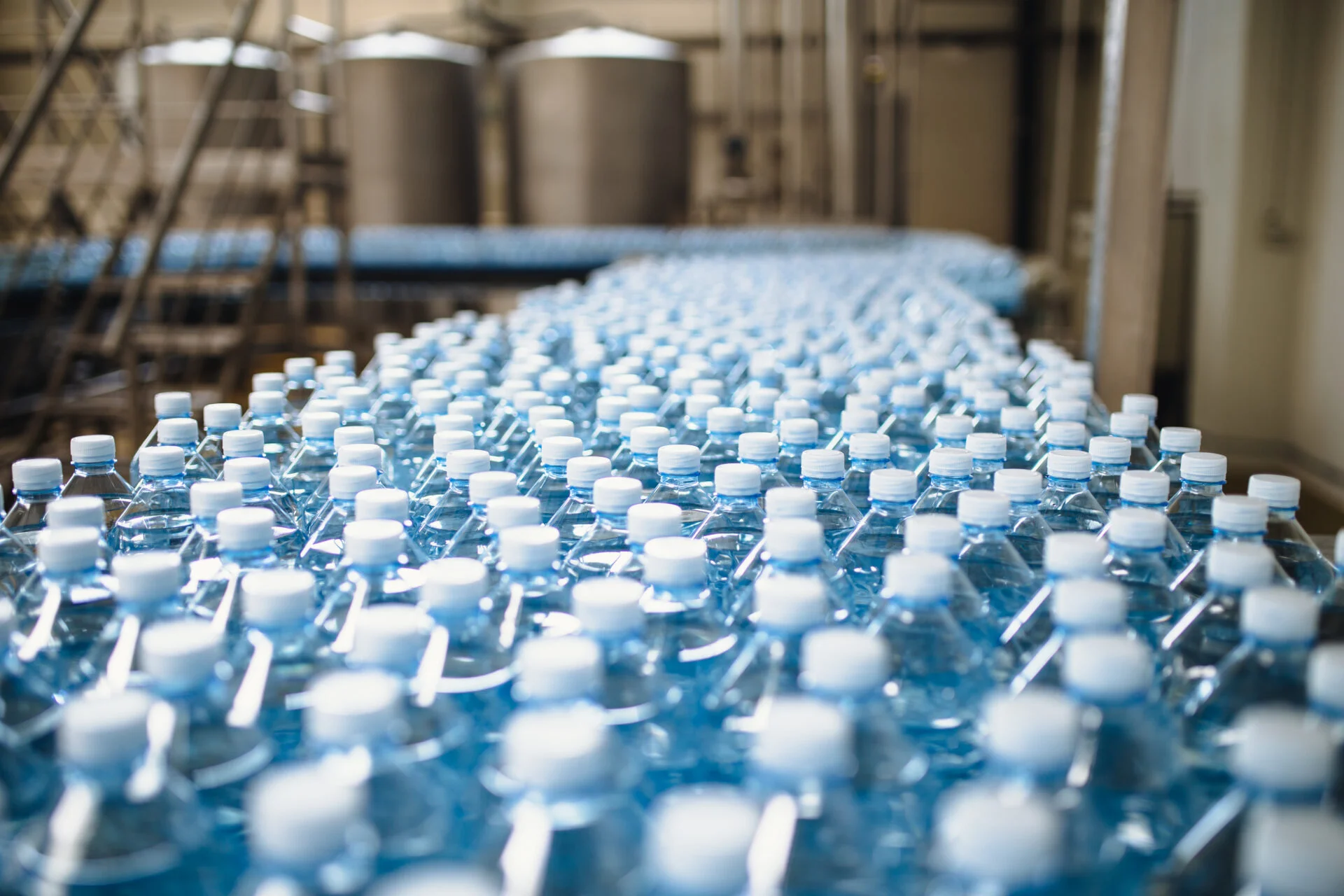 Plastic bottles at a factory