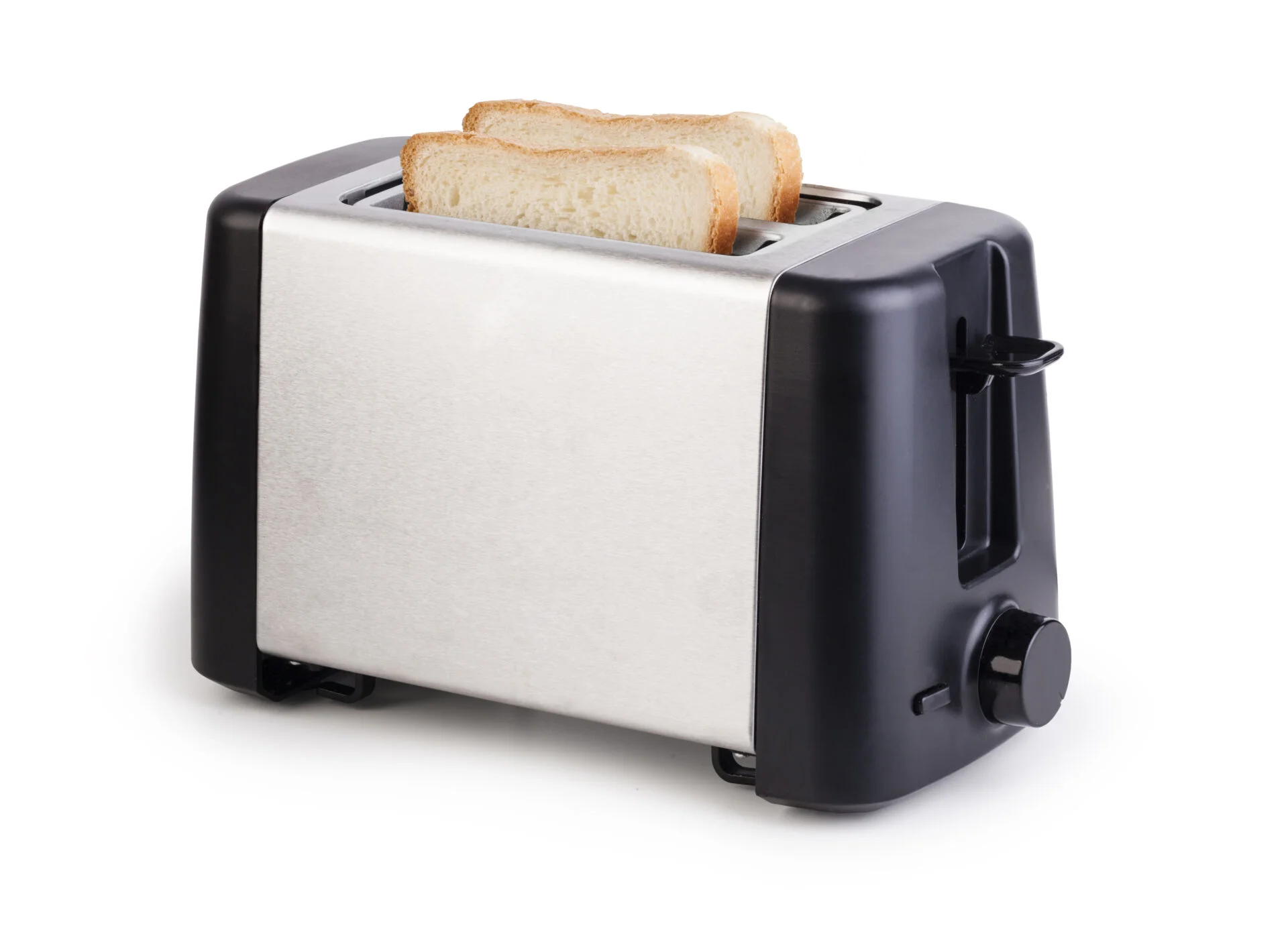 Toaster with bread isolated on white background