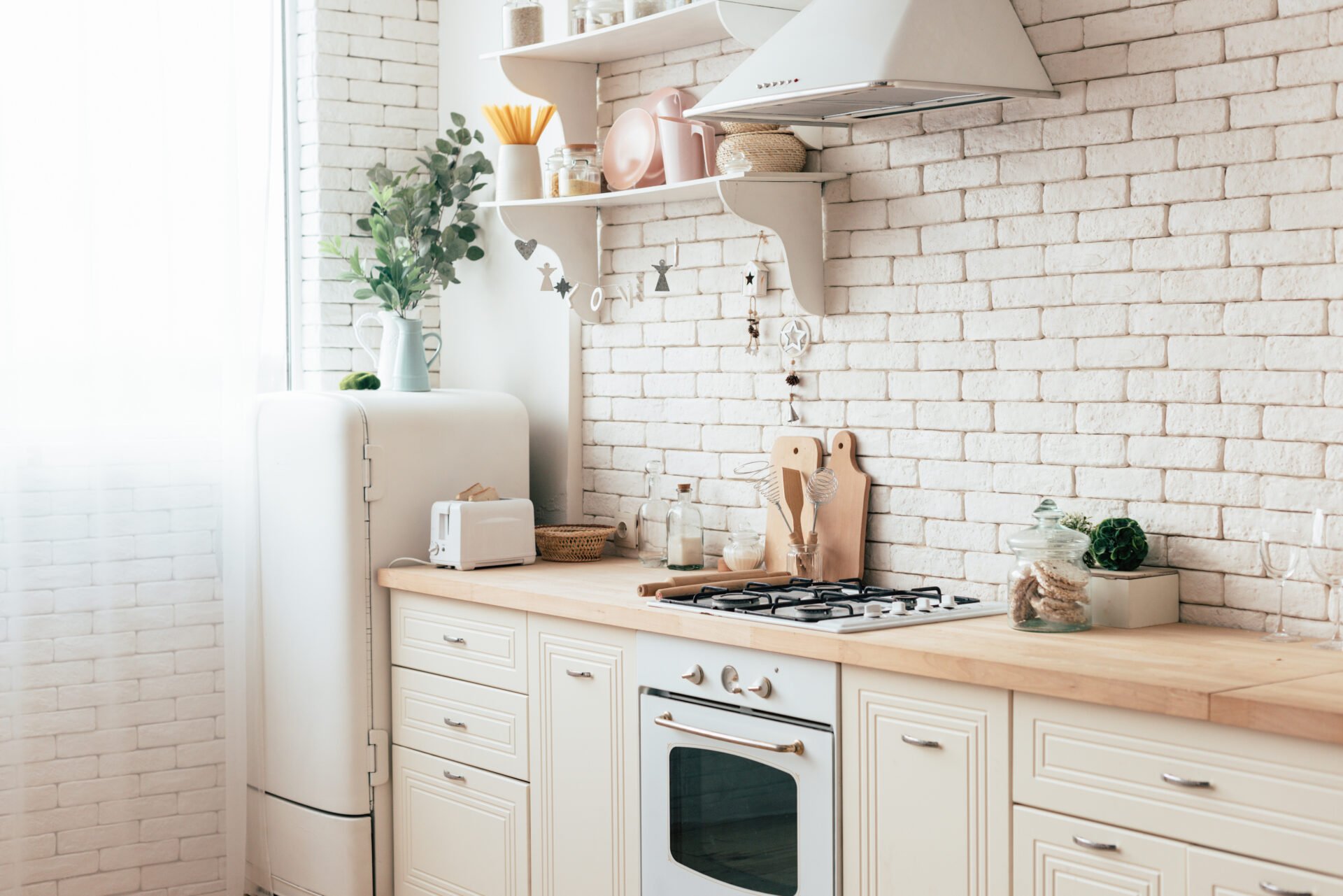 beautiful white kitchen with non-toxic toaster