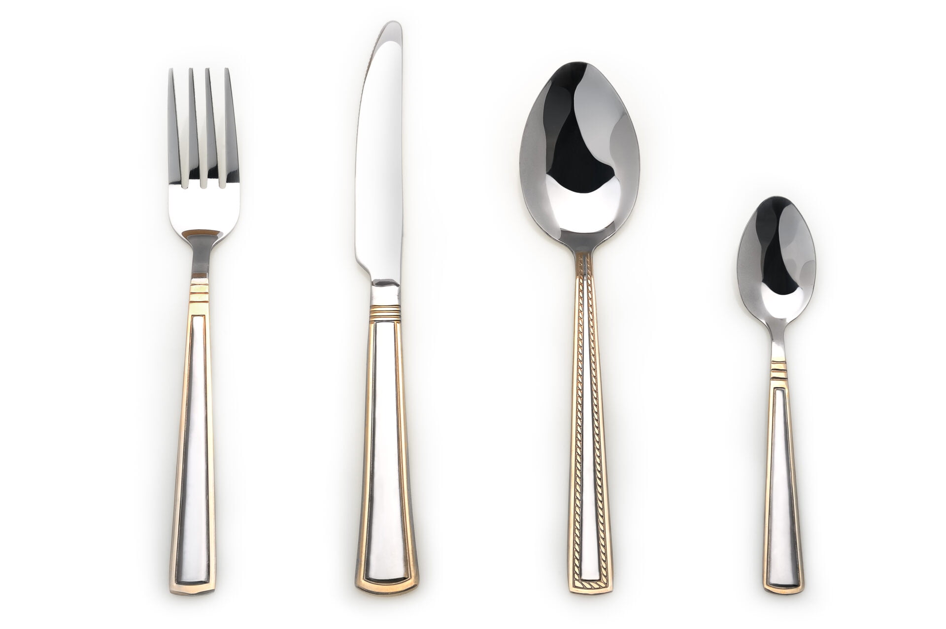 Silverware Set with Fork, Knife, and two Spoon