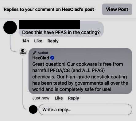 HexClad claims on PFAS "forever chemicals" 