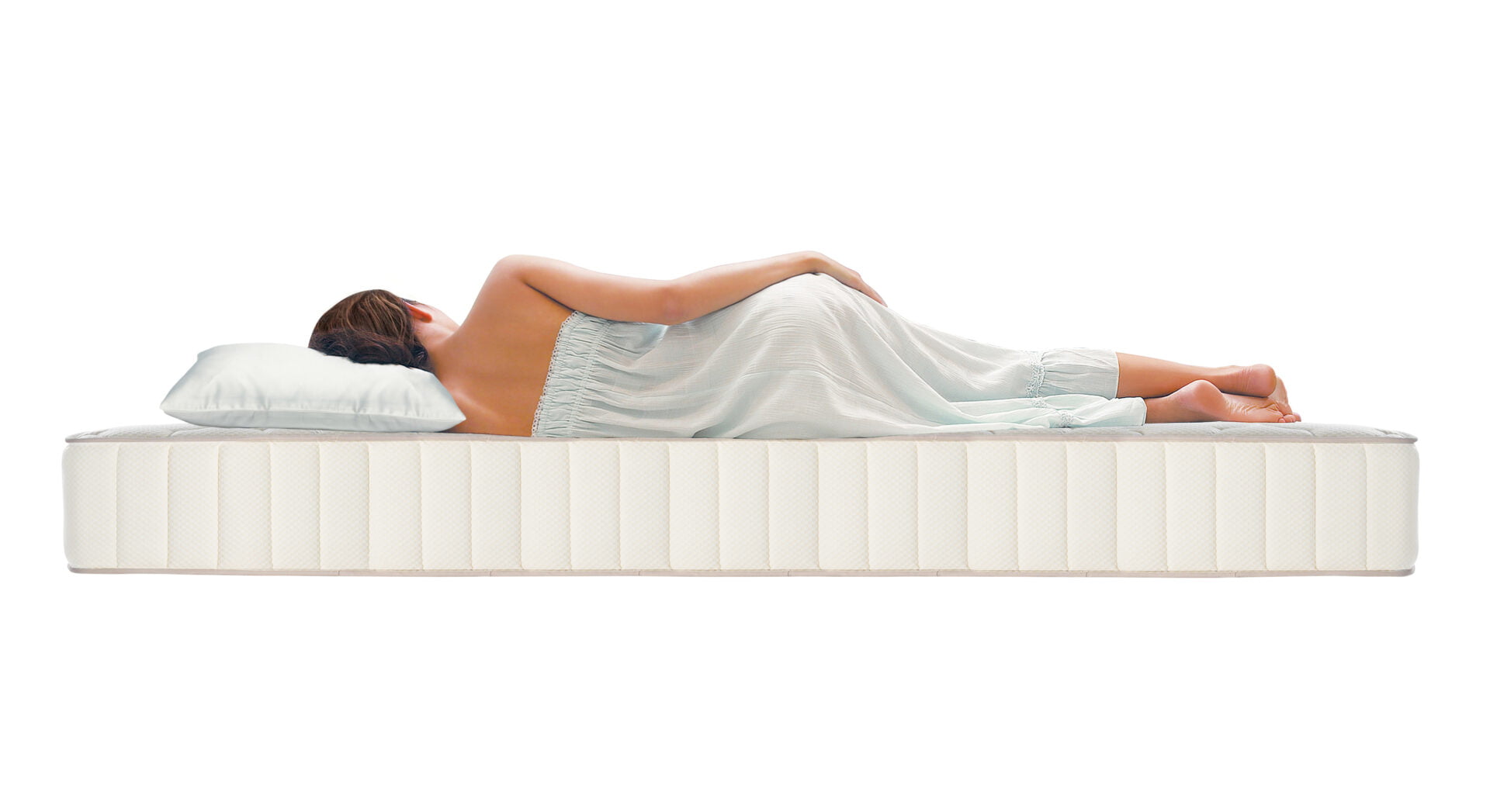 Woman laying on an organic mattress