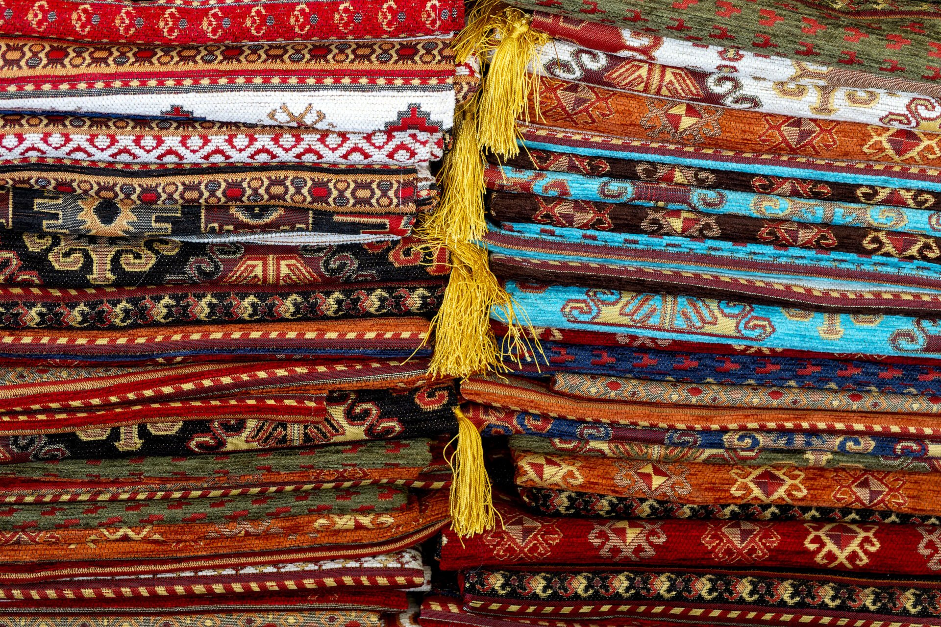 Stacked traditional turkish carpets