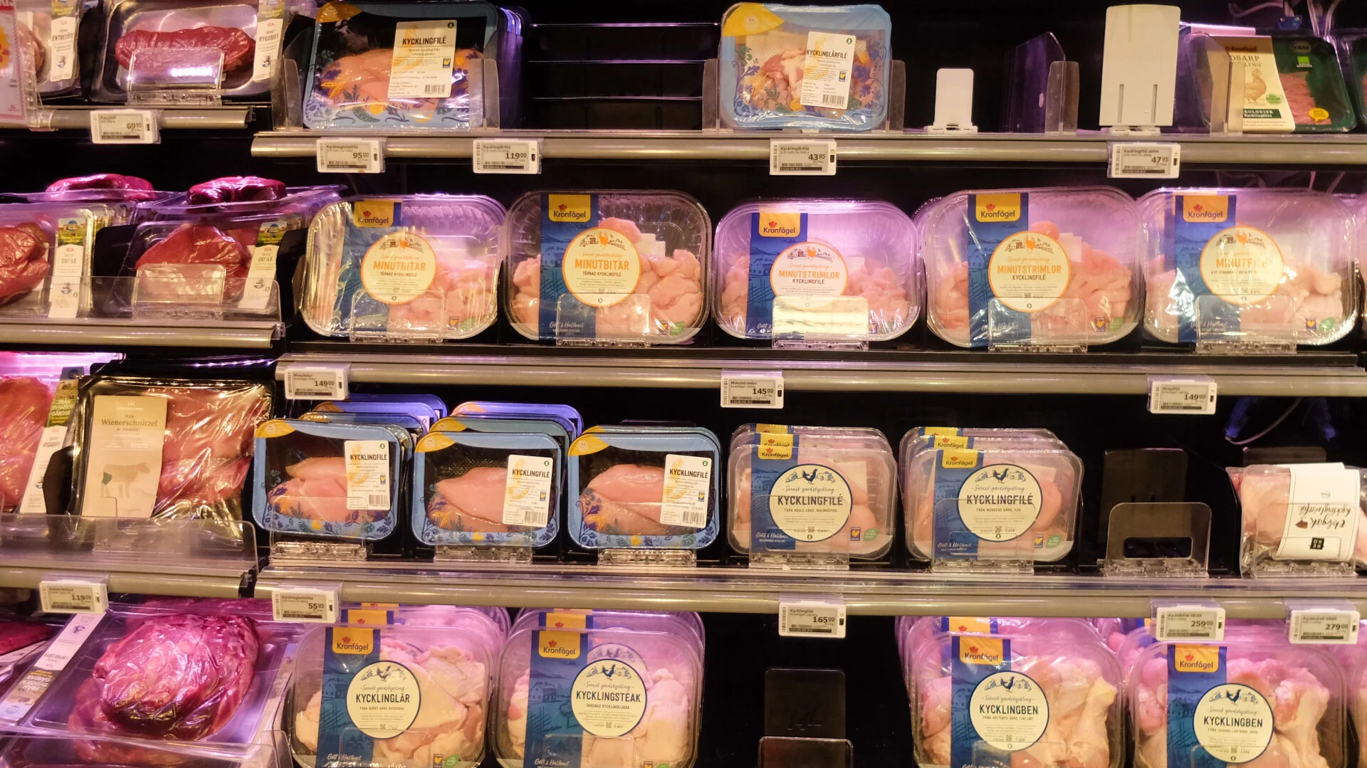 Chicken with plastic wrap found in a grocery store