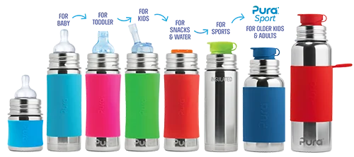 Pura Stainless Steel Reusable Water Bottles with no lead dot