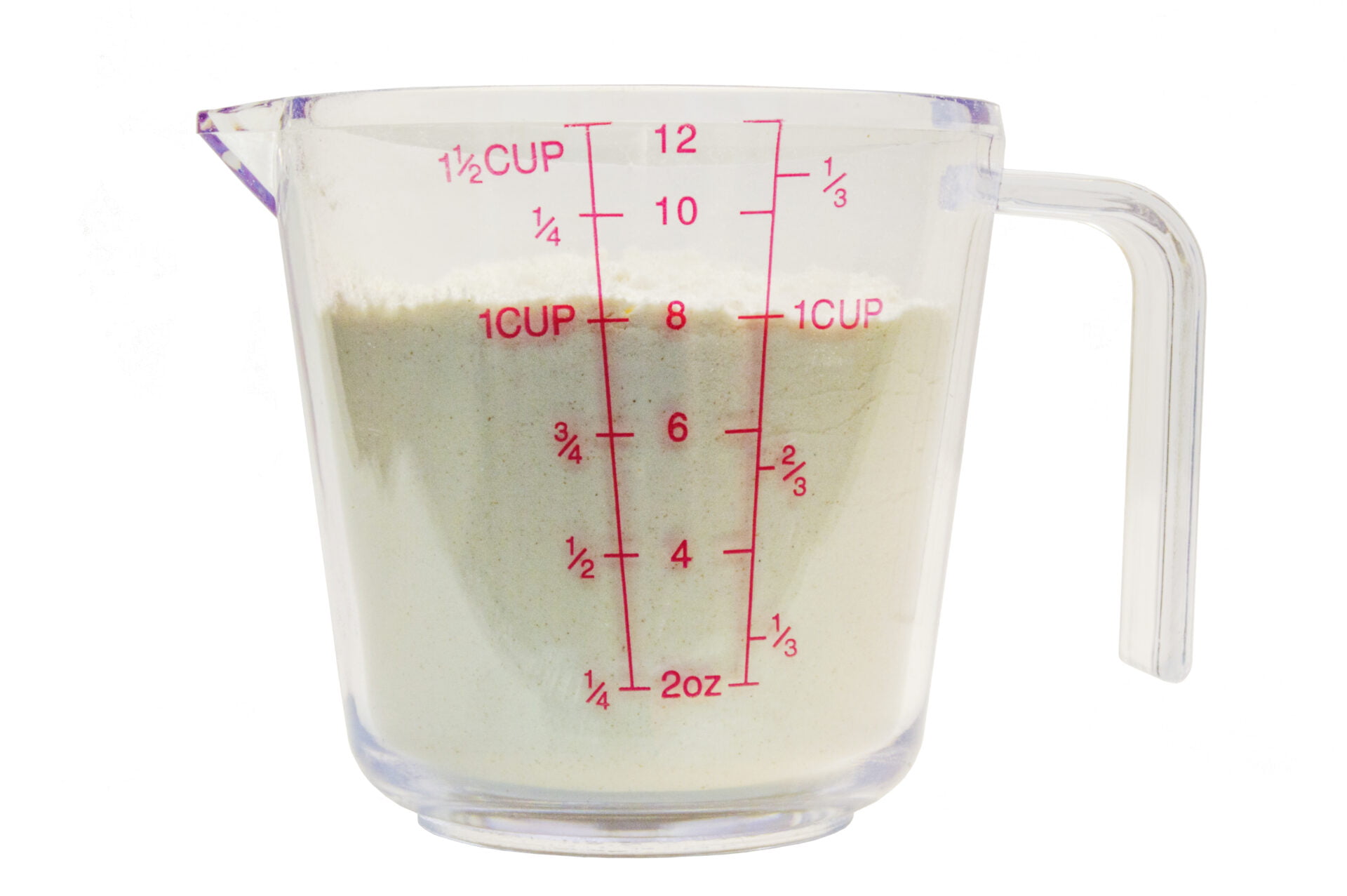 Glass measuring cup with lead on the print